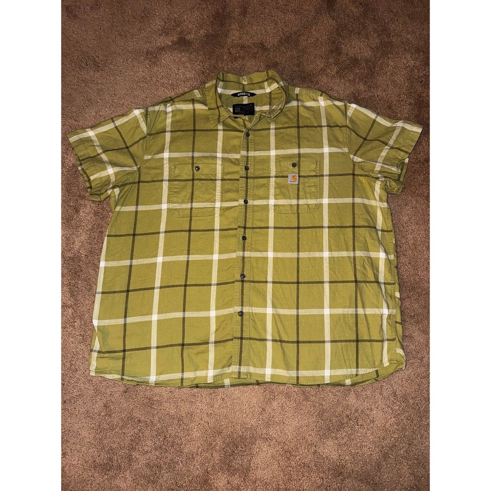 Carhartt Rugged Flex Relaxed Fit Short Sleeve Green Button Down 3XL